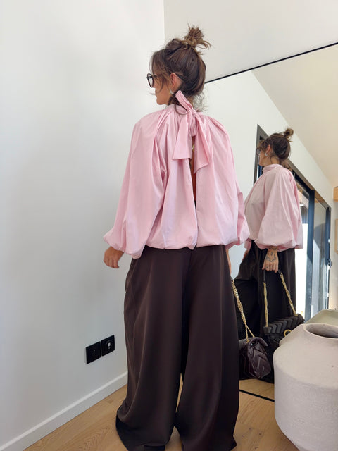 Blouse dos nu - rose poudré