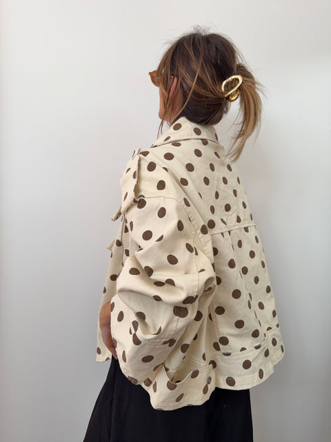 Veste en jean oversize - à pois beige