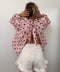 Blouse dos nu rose à pois