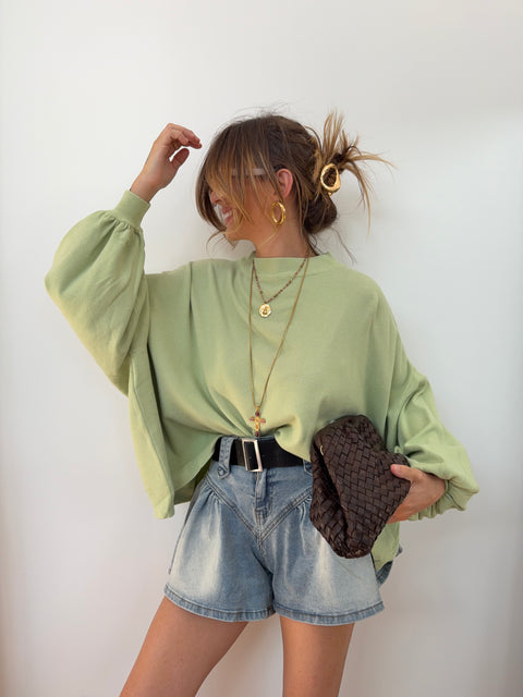 Pull manches chauve souris - vert