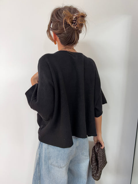 Pull basic manche courte - noir