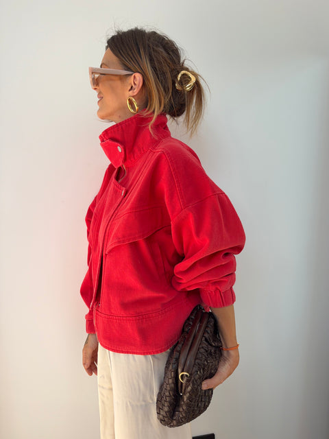 Veste en jean - rouge