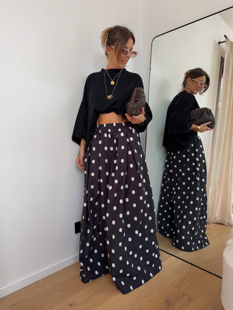 Pantalon à gros pois - noir