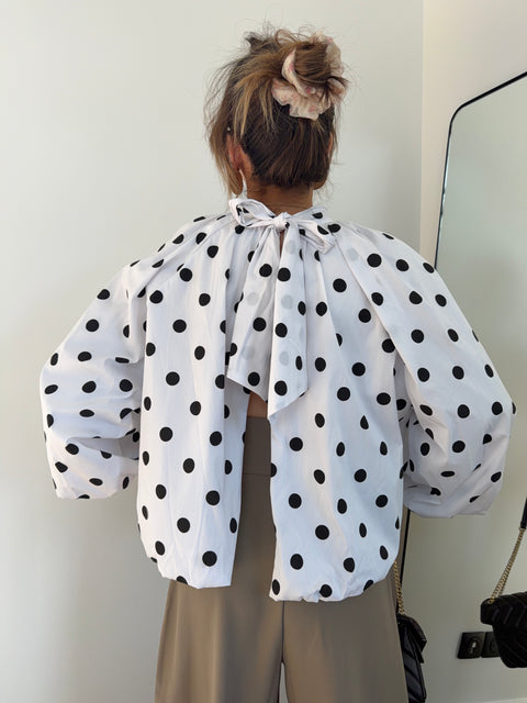 Blouse dos nu à pois