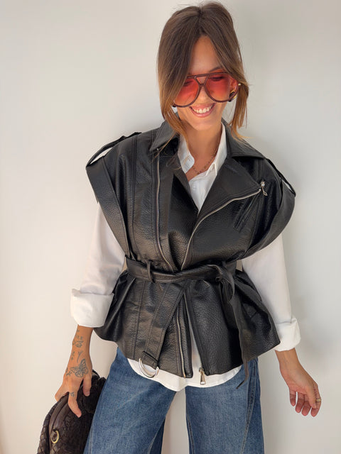 Perfecto en cuir sans manche