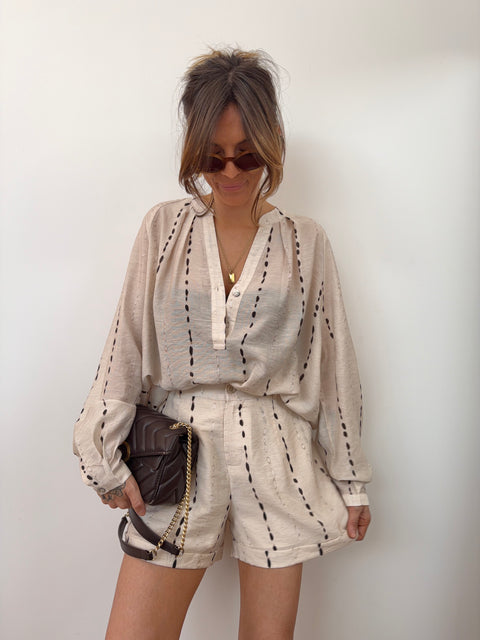 Blouse à motifs - beige