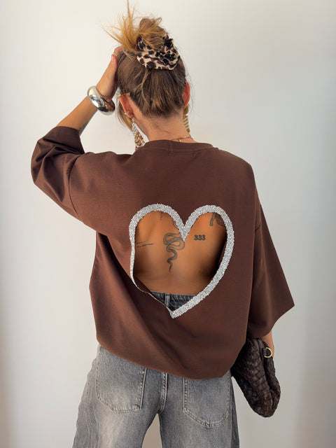 T-shirt coeur - chocolat