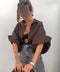 Chemise manches bouffantes - chocolat