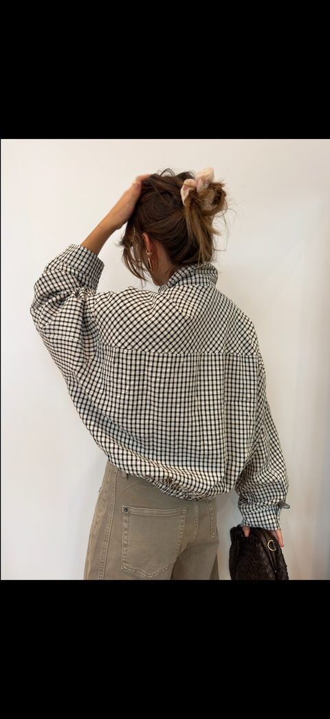 Veste à carreau - écru & noir