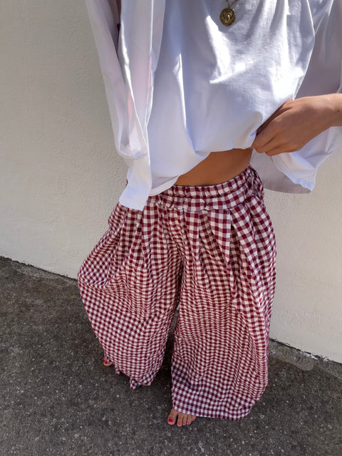 Pantalon à carreaux - bordeaux(pré commande)