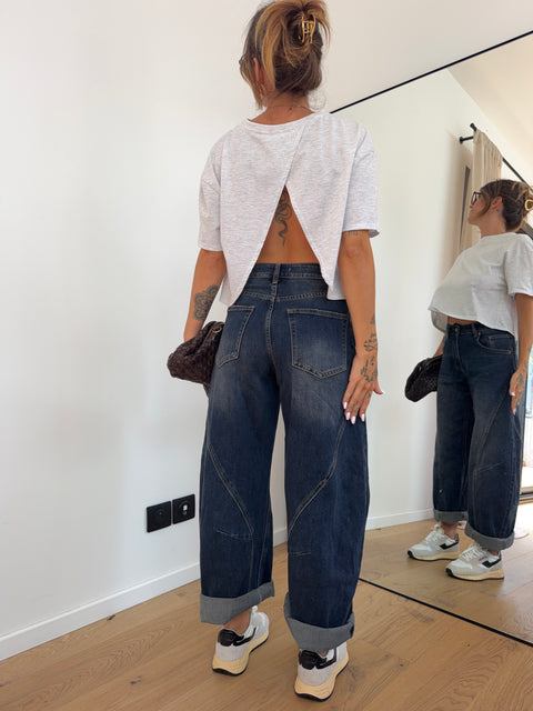 Jeans ballon - bleu brut