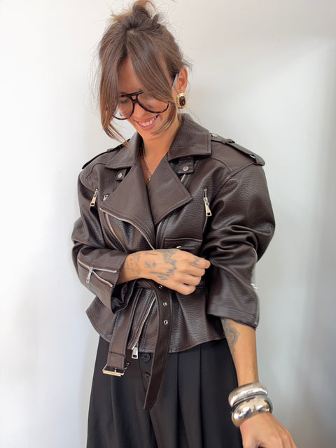 Veste simili à épaulettes - chocolat