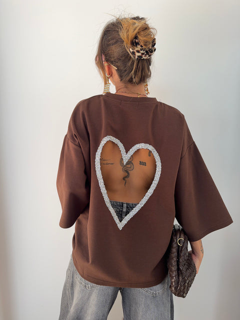 T-shirt coeur - chocolat