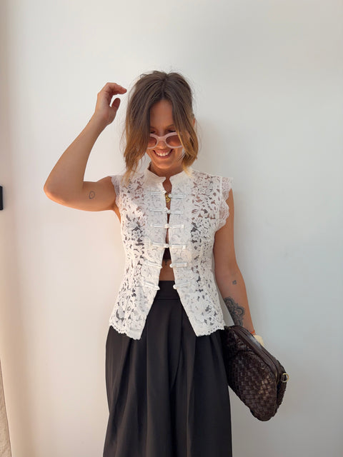 Top en dentelle - blanc