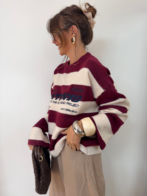 Pull à Rayure - "edition19" Bordeaux