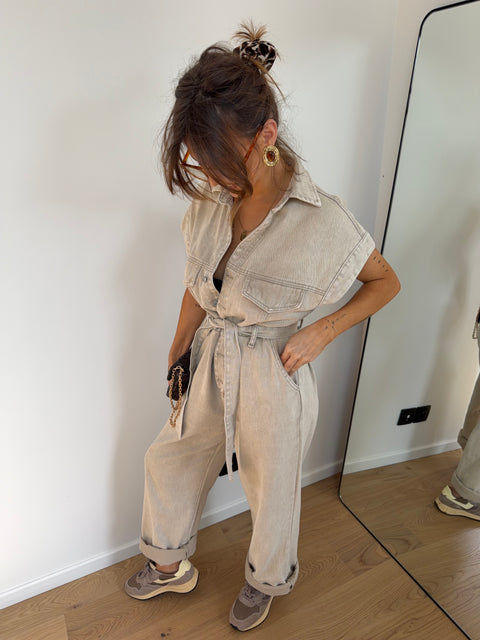 Combinaison en jean - beige