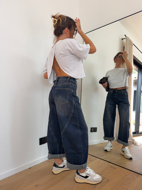 Jeans ballon - bleu brut