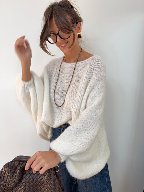 Pull en maille - blanc