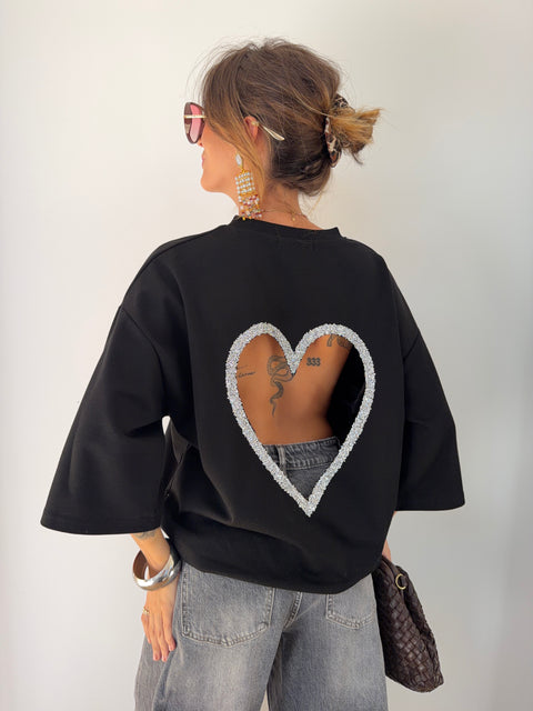T-shirt coeur - noir