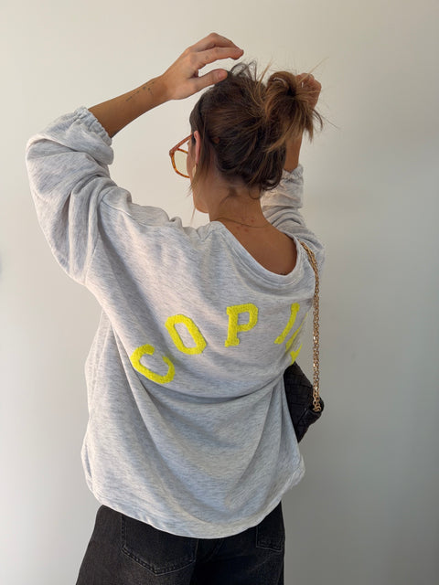Sweat Copine - gris et jaune fluo (pré commandé)
