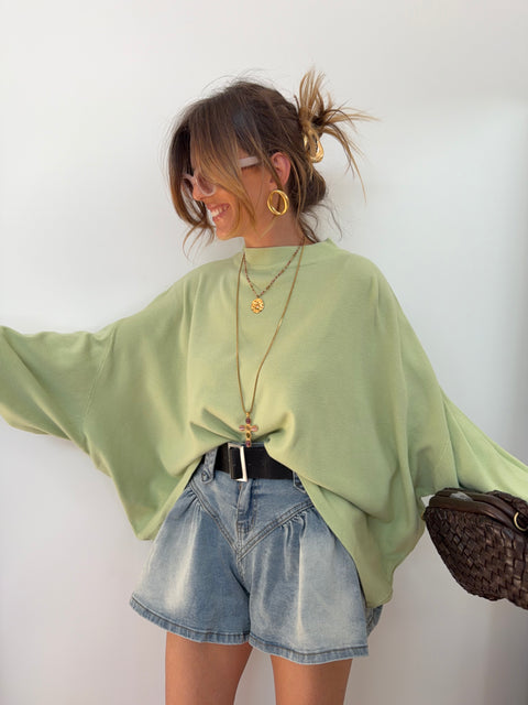 Pull manches chauve souris - vert