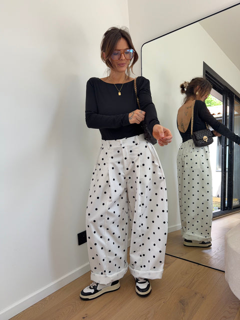 Pantalon Jacks à pois - blanc