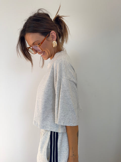 T-shirt court - gris chiné