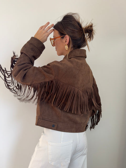 Veste à franges - marron
