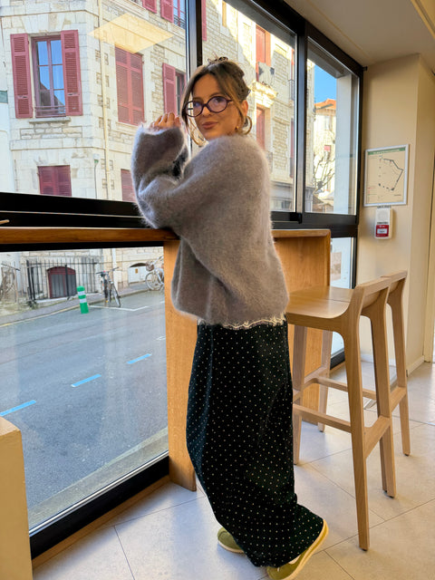 Pantalon baggy à pois - bleu marine