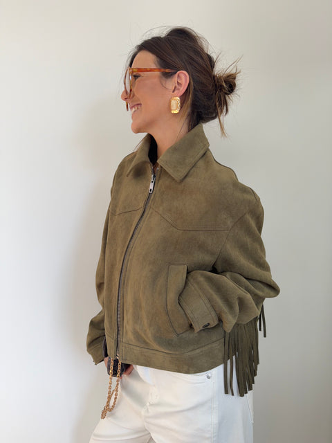 Veste à franges - kaki