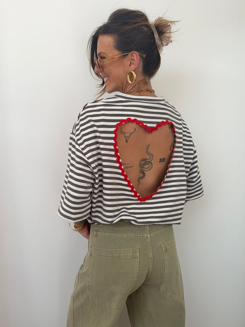 T-shirt coeur - kaki