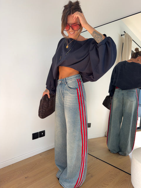 Jeans à bandes rouges (pré commande)