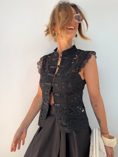 Top en dentelle - noir