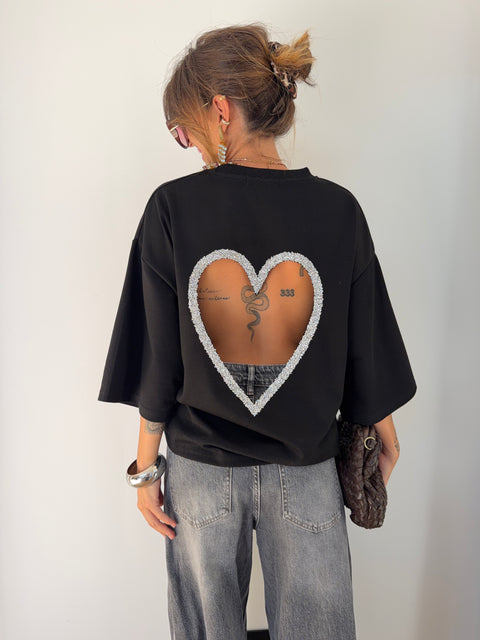 T-shirt coeur - noir
