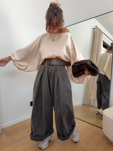 Pantalon  & ceinture Brune - kaki foncé