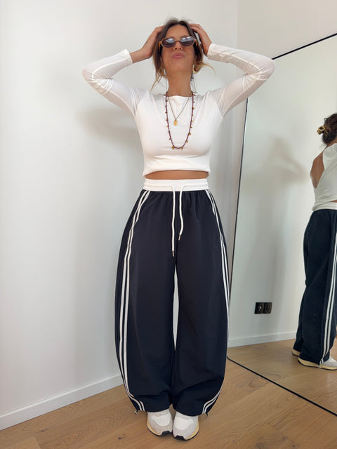 Pantalon à bandes - marine et blanc