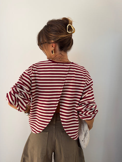 Haut MIA rayé - bordeaux & blanc