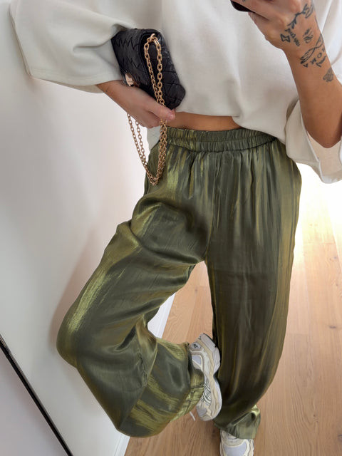 Pantalon satiné - kaki