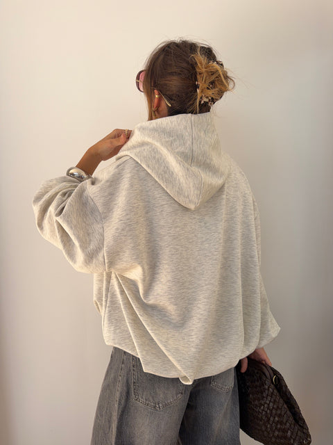 Veste à capuche oversize grise chiné