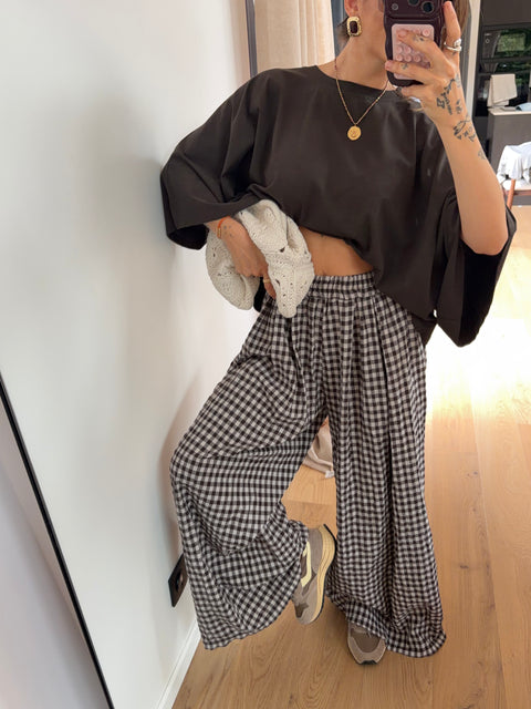 Pantalon à carreau - chocolat
