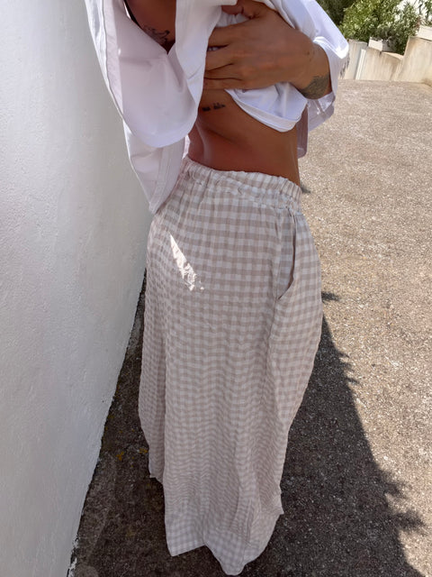 Pantalon à carreaux - beige clair (pré commande)
