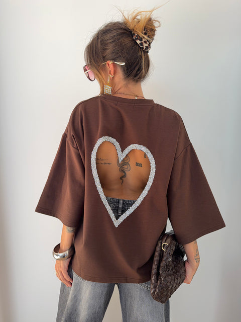 T-shirt coeur - chocolat