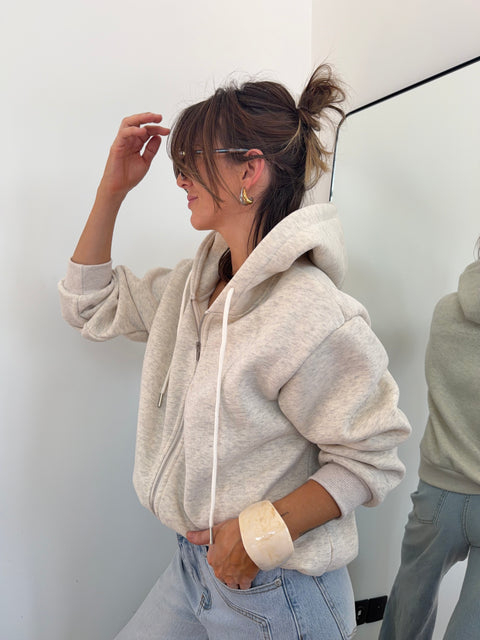 Veste sweat à zip - greige