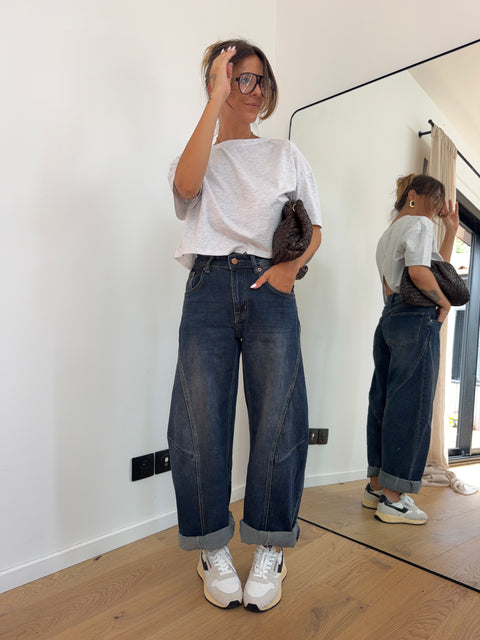Jeans ballon - bleu brut