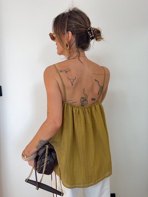 Haut décolleté en V - moutarde