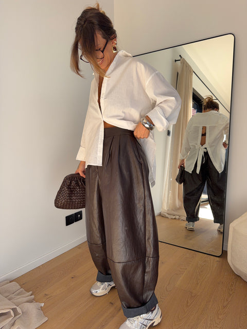 Pantalon simili - marron