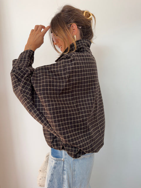 Veste à carreaux - marron et beige