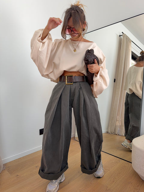 Pantalon  & ceinture Brune - kaki foncé
