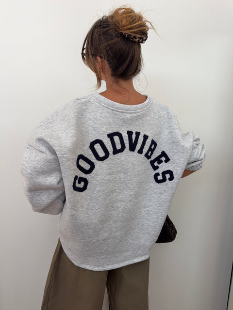 Pull GOOD VIBES - bleu marine
