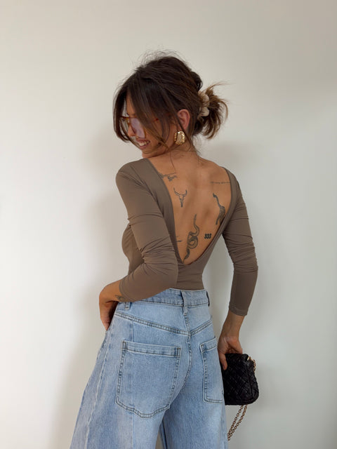Body manches longues - taupe